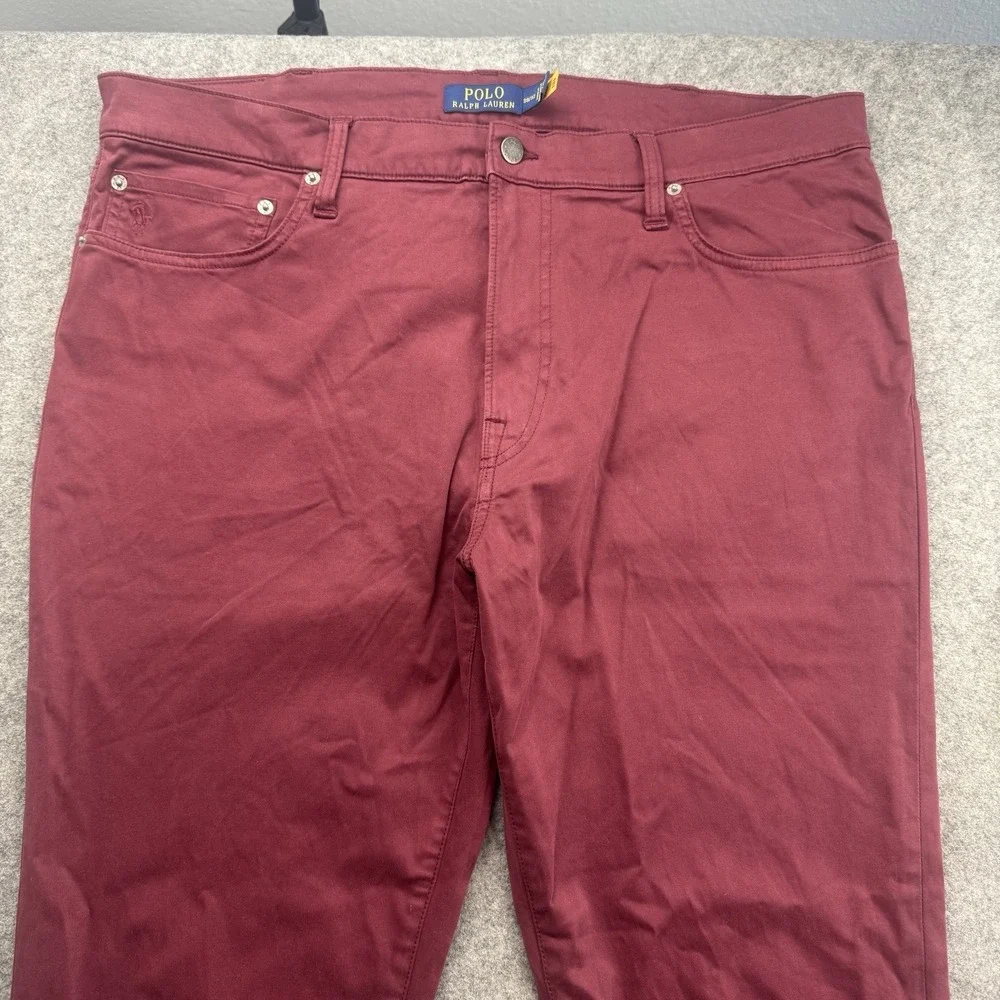 Polo Ralph Lauren Varick Slim Straight Pants Mens 38x32 Burgundy Red Chino